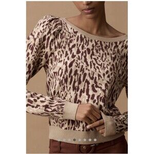 Anthropologie Maeve Puff Sleeve Pullover Sweater Sz XS Neutral NWT